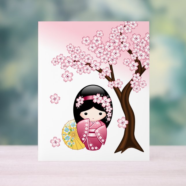 Spring Kokeshi Doll - Niedliches japanisches Geish Acrylschild (Neutral)