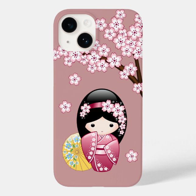 Spring Kokeshi Doll - Niedliches japanisches Geish Case-Mate iPhone 14 Hülle (Rückseite)