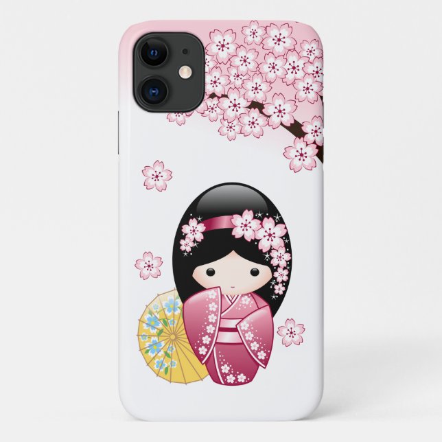 Spring Kokeshi Doll - Niedliches japanisches Geish Case-Mate iPhone Hülle (Rückseite)