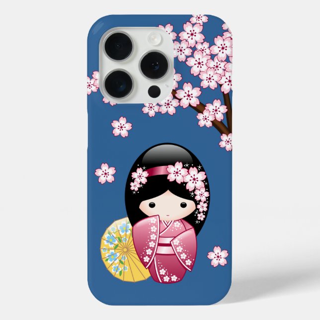Spring Kokeshi Doll - Niedliches japanisches Geish Case-Mate iPhone Hülle (Rückseite)