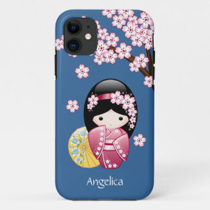 Spring Kokeshi Doll - Niedliches japanisches Geish iPhone 11 Hülle