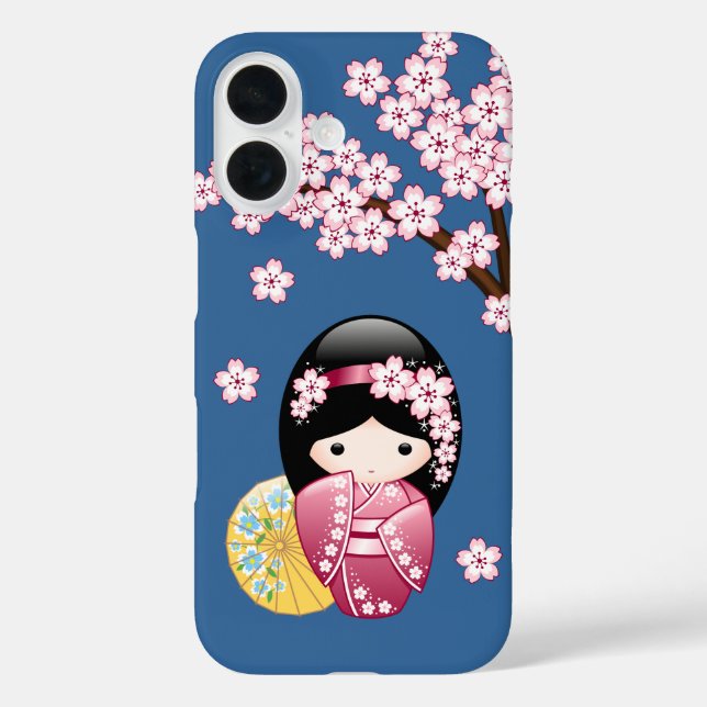Spring Kokeshi Doll - Niedliches japanisches Geish iPhone 16 Hülle (Rückseite)