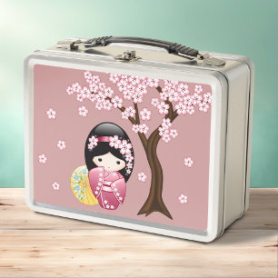 Spring Kokeshi Doll - Niedliches japanisches Geish Metall Brotdose
