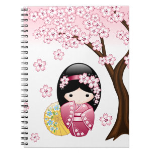 Spring Kokeshi Doll - Niedliches japanisches Geish Notizblock
