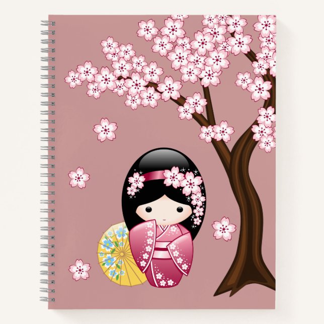 Spring Kokeshi Doll - Niedliches japanisches Geish Notizbuch (Vorderseite)