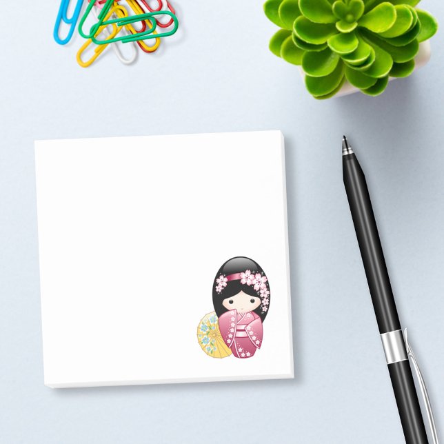 Spring Kokeshi Doll - Niedliches japanisches Geish Post-it Klebezettel (Von Creator hochgeladen)