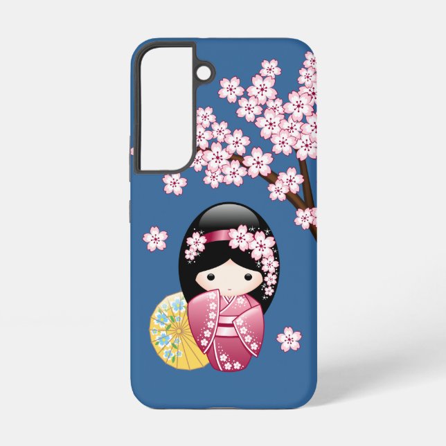 Spring Kokeshi Doll - Niedliches japanisches Geish Samsung Galaxy Hülle (Rückseite)