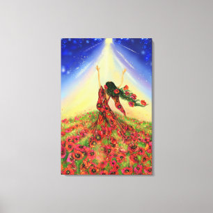 Spring kommt Canvas Print Blume Girl - Malerei Leinwanddruck