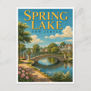 Spring Lake New Jersey Lakeside Bridge GeoSaga Postkarte