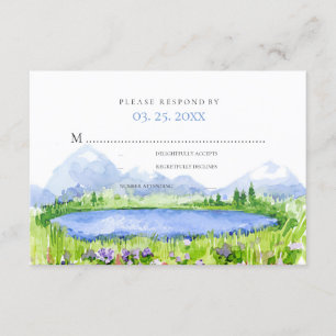 Spring Lakeside Mountain Meadow Wedding RSVP © Karte