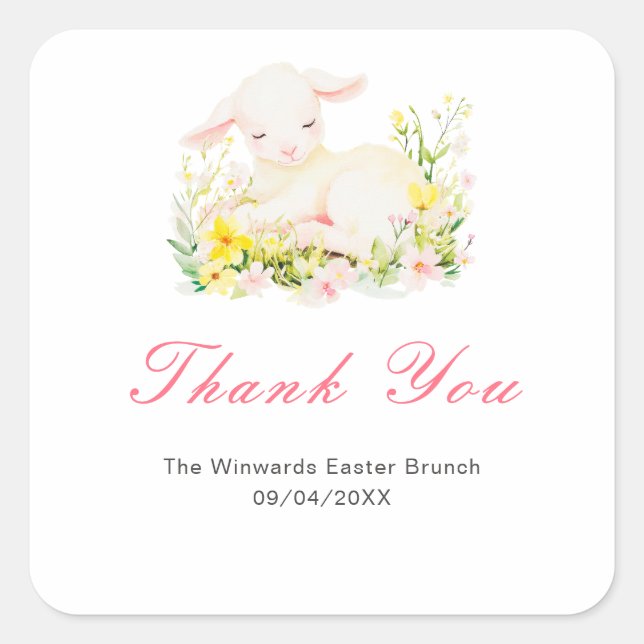 Spring Lamb Easter Brunch Quadratischer Aufkleber (Vorderseite)