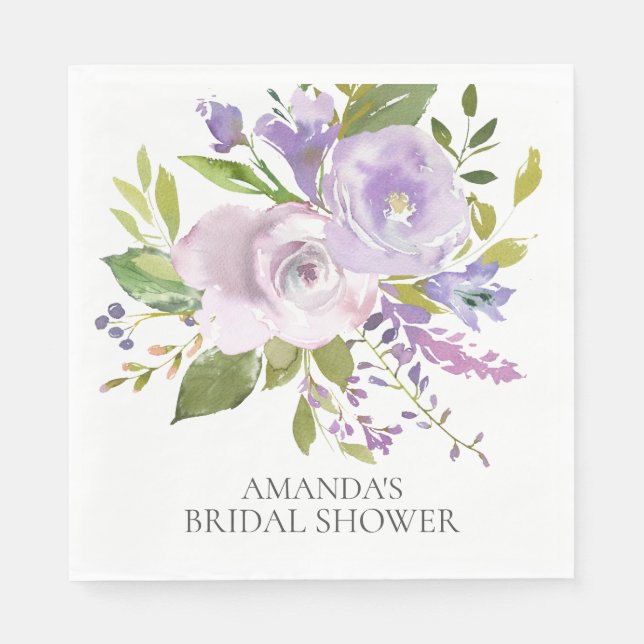 Spring Lavendel Blumendusche Papier Napkins Serviette (Vorderseite)