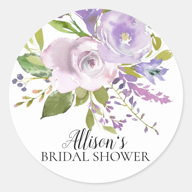 Spring Lavendel Floral Brautparty Umschlag Aufkleb Runder Aufkleber (Vorderseite)