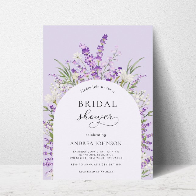 Spring Lavender Floral Arch Lila Brautparty Einladung (Von Creator hochgeladen)