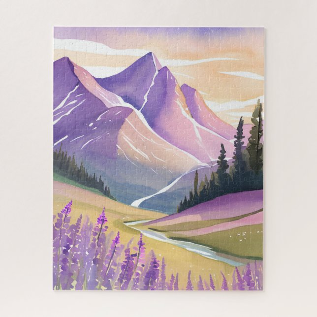Spring Lavender | Glacier National Park Watercolor (Vertikal)