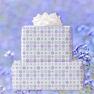 Spring Lila Blue Flowers Weißer Besondere Anlass Geschenkpapier