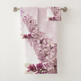 Spring Lilac Blossom Soft Pink Blume Personalisier Badhandtuch Set