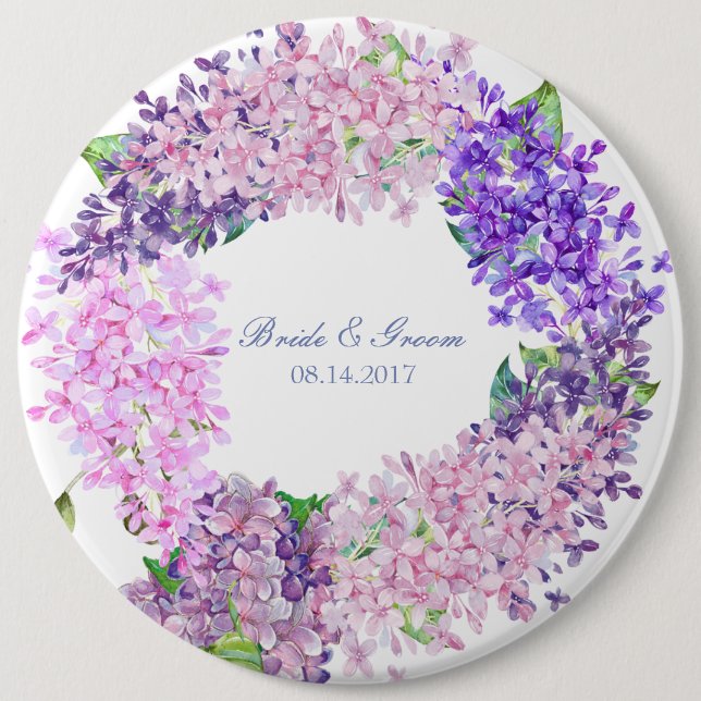 Spring Lilac Blume Blossom-Floral Wedding Button (Vorderseite)