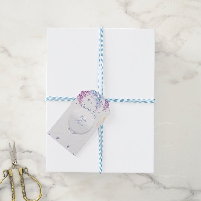 Spring Lilac Blume Blossom-Floral Wedding Geschenkanhänger (Mit Garn)