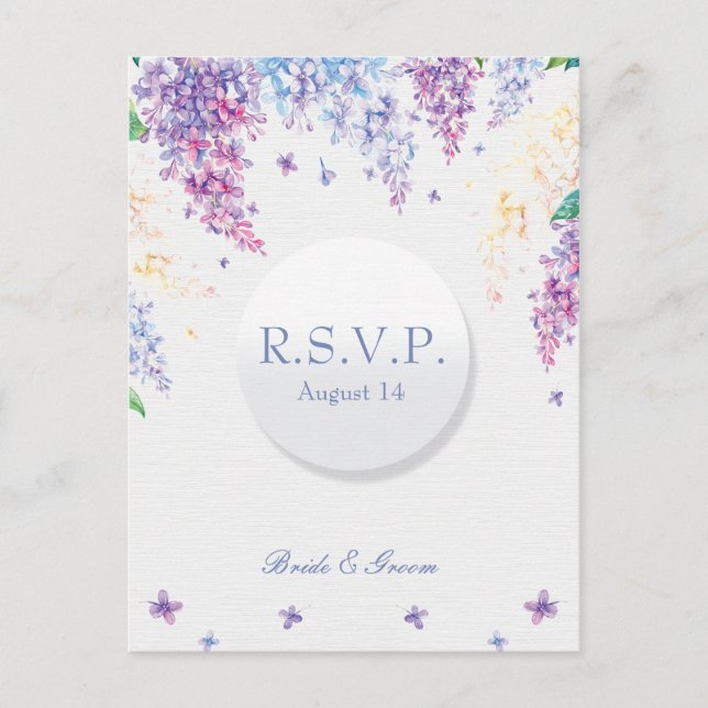 Spring Lilac Blume Blossom-Floral Wedding RSVP Einladungspostkarte (Vorderseite)