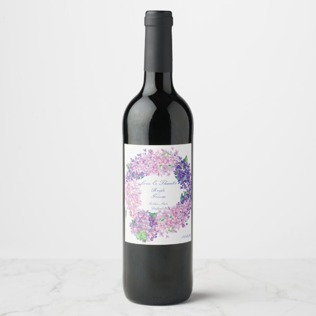 Spring Lilac Blume Blossom-Floral Wedding Weinetikett (Vorderseite)