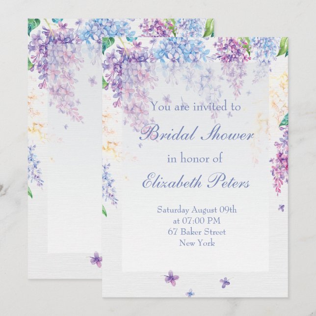 Spring Lilac Blume-Floral Wedding Brautparty Einladung (Vorne/Hinten)