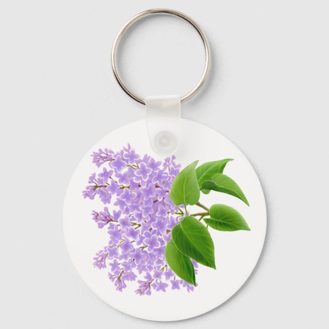 Spring Lilac Flowers Keychain Schlüsselanhänger (Vorderseite)