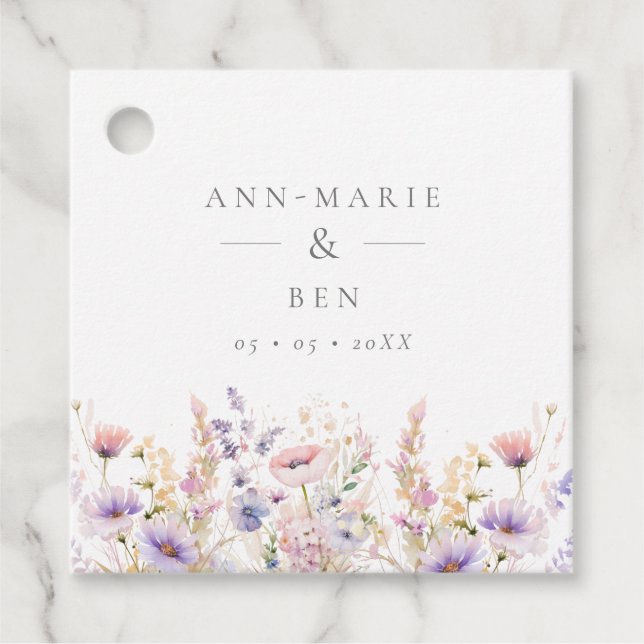 Spring Lilac Wildblumen Hochzeit Geschenkanhänger (Vorderseite)