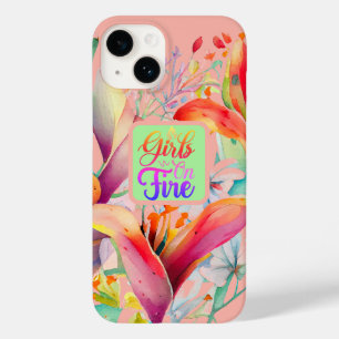 Spring Lily Blossom Girls on Fire Quote Case-Mate iPhone 14 Hülle