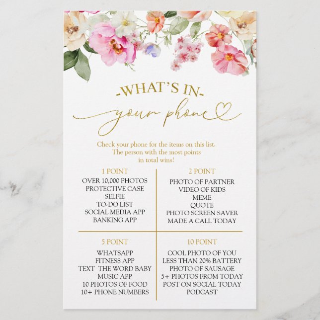 Spring Love In Bloom What's In Your Phone Game (Vorderseite)