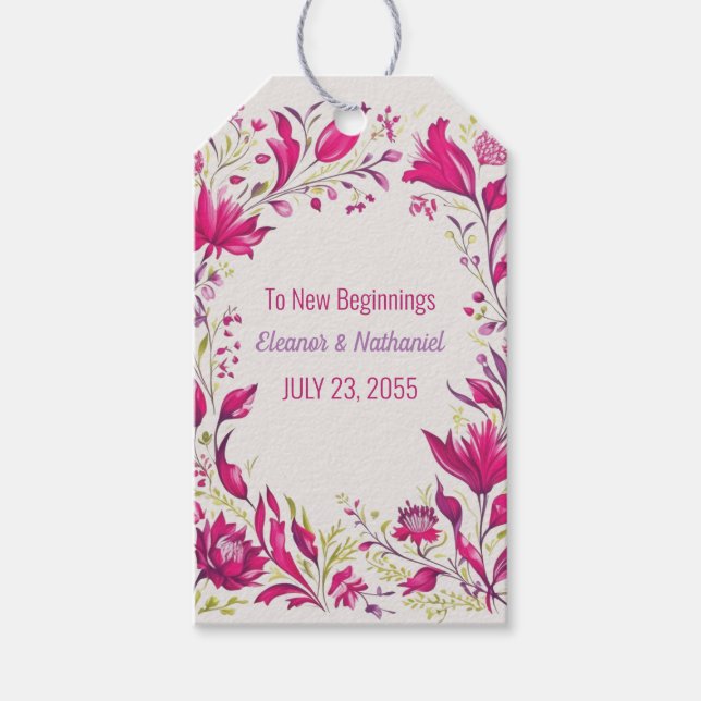 Spring Magenta Garden Hochzeit der Blumen Geschenkanhänger (Vorderseite)
