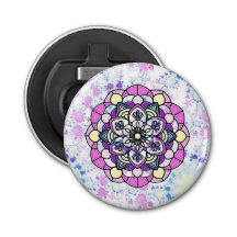 Spring Mandala Button Bottle Opener