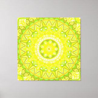 Spring Mandala Green Yellow Boho Floral Leinwanddruck