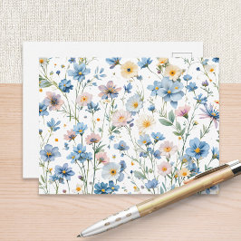 Spring Meadow Blue Wildflower Botanical Garden Postkarte