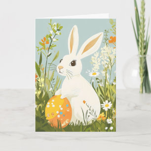 Spring Meadow Oaster White Bunny Feiertagskarte