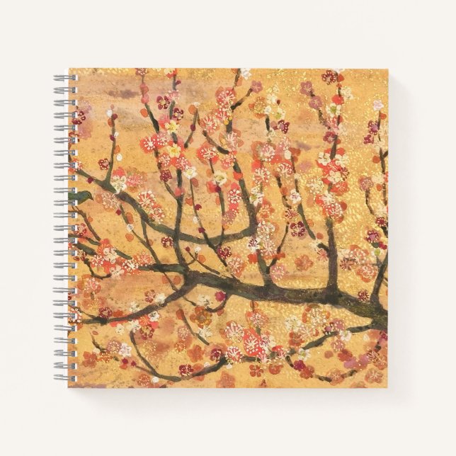 Spring Melody: Plum Blossom & Bush Warbler Notizbuch (Vorderseite)
