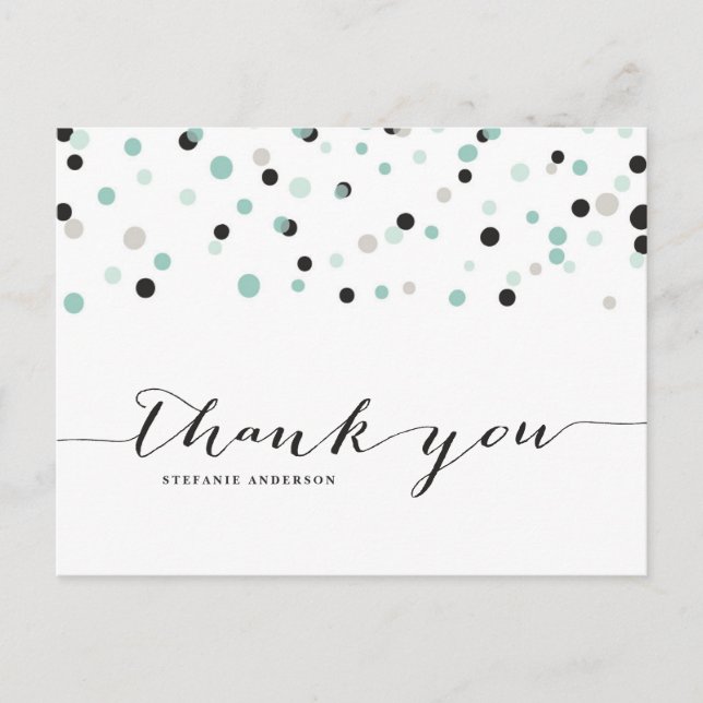 Spring Mint Confetti Dots Danke Postcard Postkarte (Vorderseite)