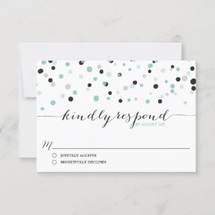 Spring Mint Confetti Dots Wedding RSVP Card Karte