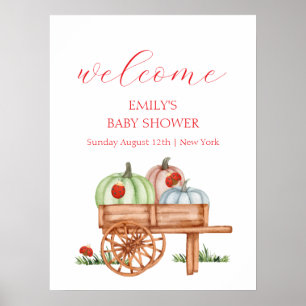Spring Modern Pumpkin Labybug Baby Dusche Willkomm Poster