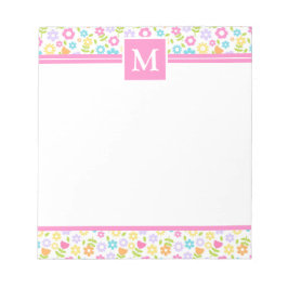 Spring Multi Color Blume Monogram Notepad Notizblock