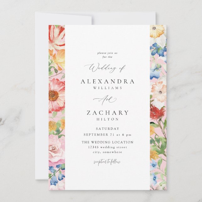 Spring Multi Color Florals Hochzeit 4 Einladung (Vorderseite)