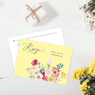 Spring Multi Color Florals w Meal UAWG - Gelb RSVP Karte