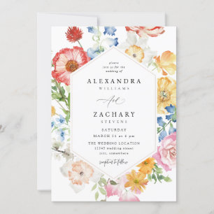Spring Multi Color Florals Wedding 2up Einladung