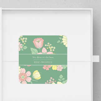 Spring Nature Floral Boho Business Quadratischer Aufkleber