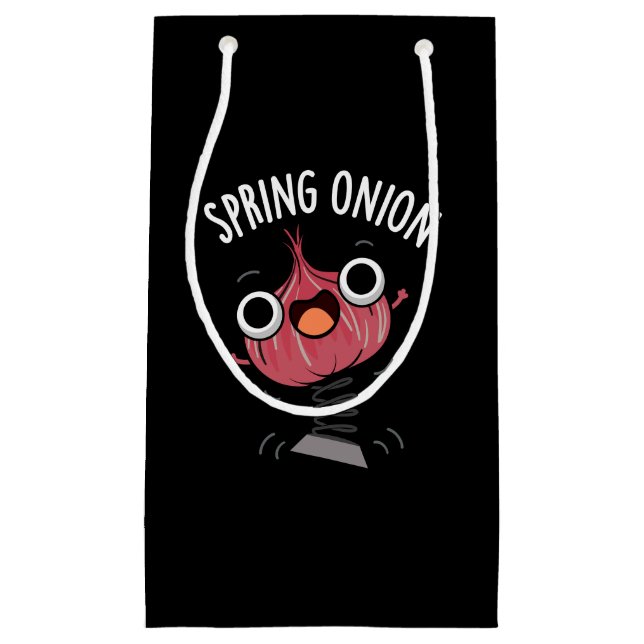 Spring Onion Funny Veggie Pun Dark BG Kleine Geschenktüte (Vorderseite)