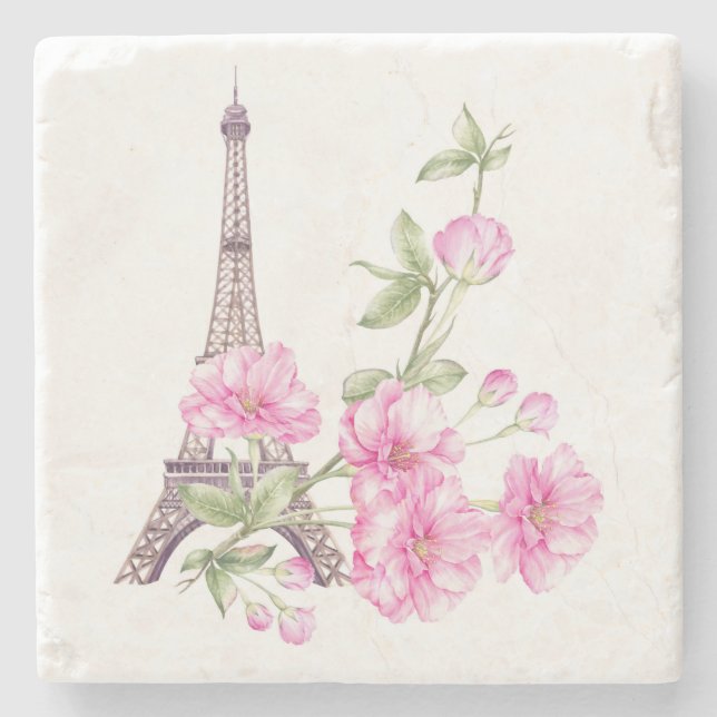 Spring Paris Floral Steinuntersetzer (Vorderseite)