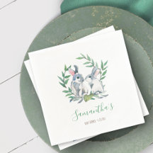Spring Party Theme Bunny Watercolor Napkins
