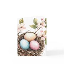 Spring Pastel Bird's Nest Note Card