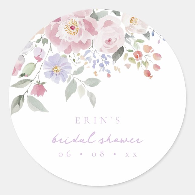 Spring Pastel Floral Brautparty Runder Aufkleber (Vorderseite)