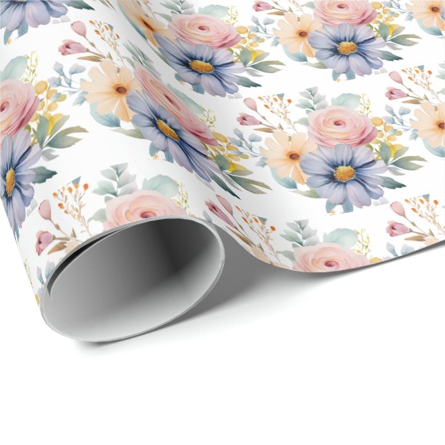 Spring Pastel Floral Geschenkpapier (Rolleneckpunkt)
